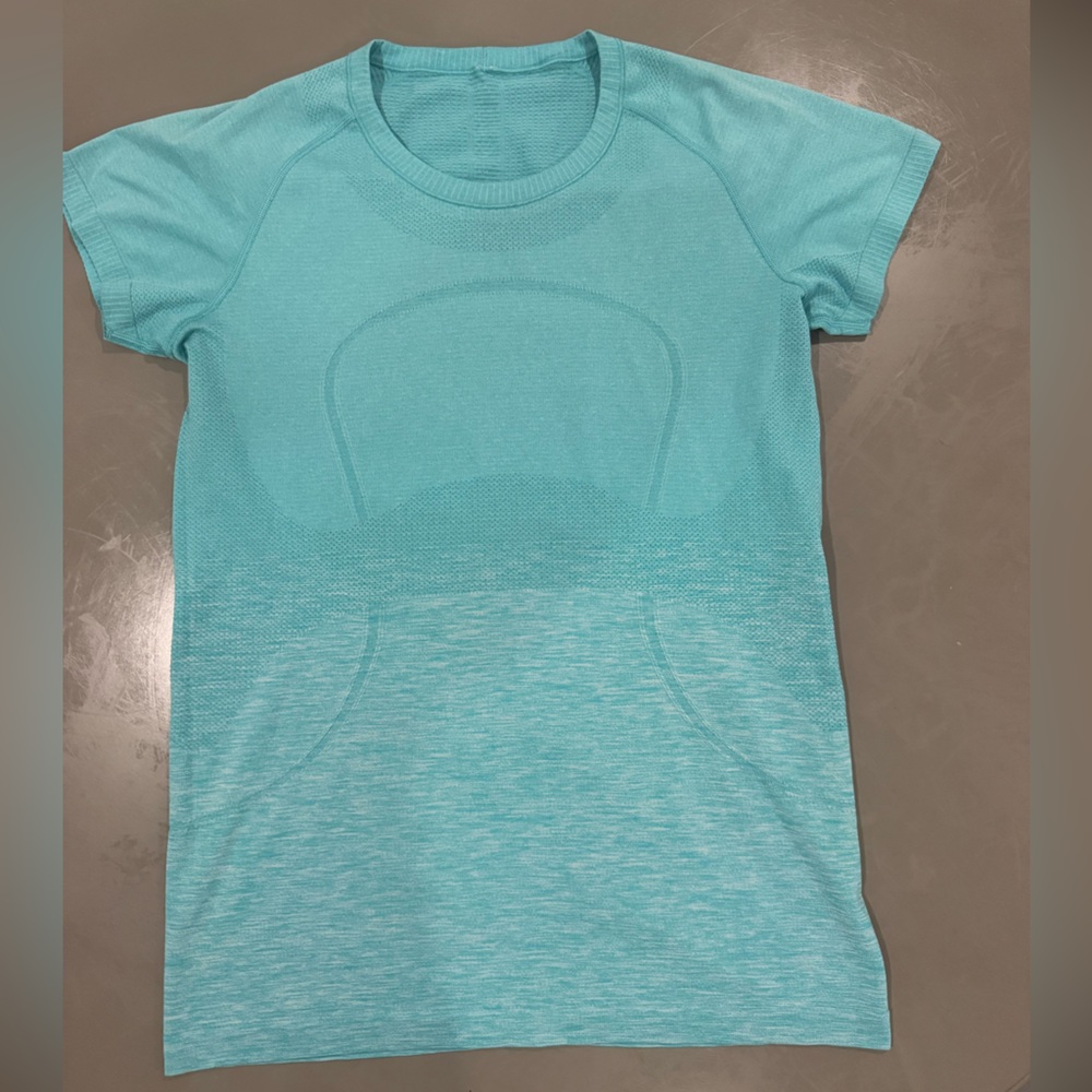 Women Lululemon Teal Crewneck Seameless Short Sleeve Swiftly Tech Top Size 12